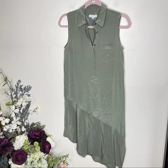 EQUIPMENT Tira Asymmetrical Silk Dress Camouflage Green {3A5} - Picture 2 of 6